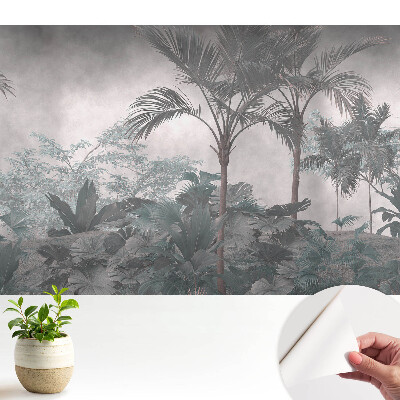 Dekortapéta trópusi dzsungelmintával szürke árnyalatokban