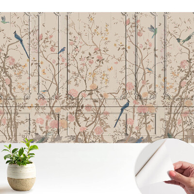 Tapéta Madarak és rózsák a panelek hátterében