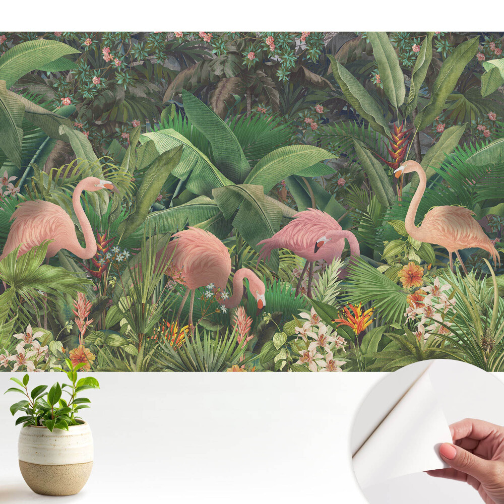 Öntapadó tapéta A flamingók trópusi egzotikuma