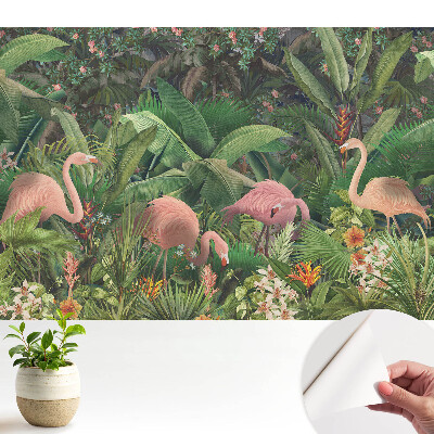 Öntapadó tapéta, flamingós trópusi mintával