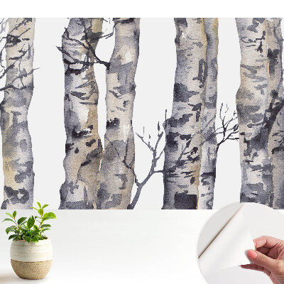 Dekor tapéta szürke nyárfatörzsekkel akvarell hatással