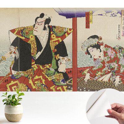 Öntapadós tapéta falra hagyományos japán művészeti motívummal, elegáns kivitelben