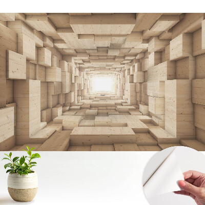 Öntapadós tapéta térbeli fa ritmusalagút mintával