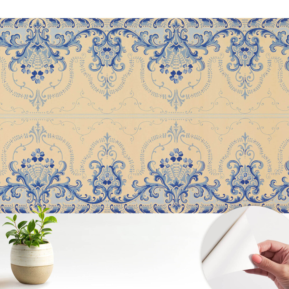 Modern tapéta Klasszikus díszítőminta, elegancia kék