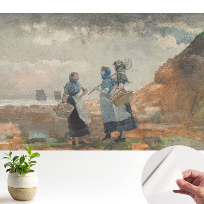 Öntapadós tapéta a tengerparton népviseletbe öltözött nőkről