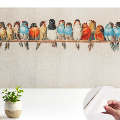 Modern tapéta színes madarakkal egy ágon klasszikus stílusban