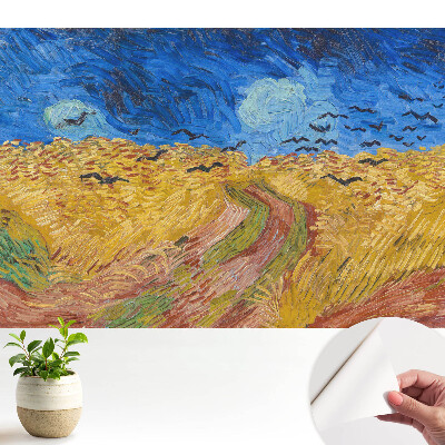 Öntapadós tapéta élénk színű madármintával a gabonafélék között