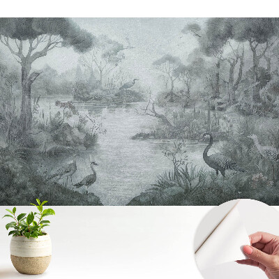 Öntapadós tapéta Titokzatos erdei táj a tóparton