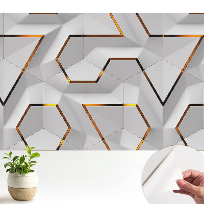 Dekor tapéta geometrikus hatszögekkel sárga díszítéssel