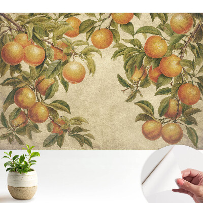 Modern tapéta finom ágak és citrusmotívumok mintájával