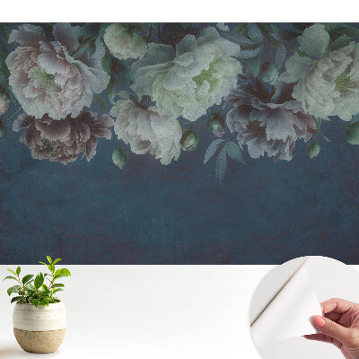 Öntapadó tapéta sötét háttérű virágmintával