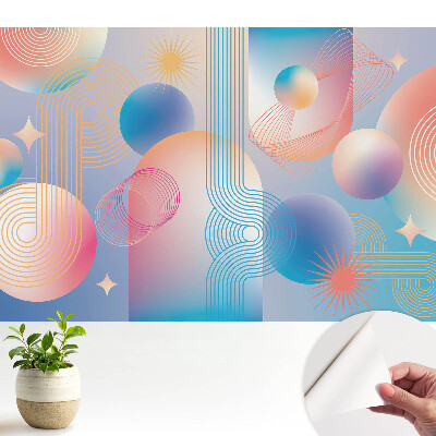 Modern tapéta absztrakt, geometrikus mintákkal és élénk színekkel