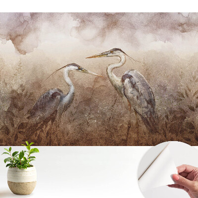 Öntapadós tapéta két daru mintával, finom színárnyalatokban