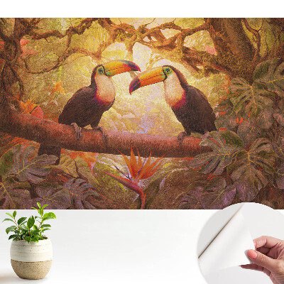 Öntapadós tapéta, tukánok motívummal, trópusi hangulatot teremtő