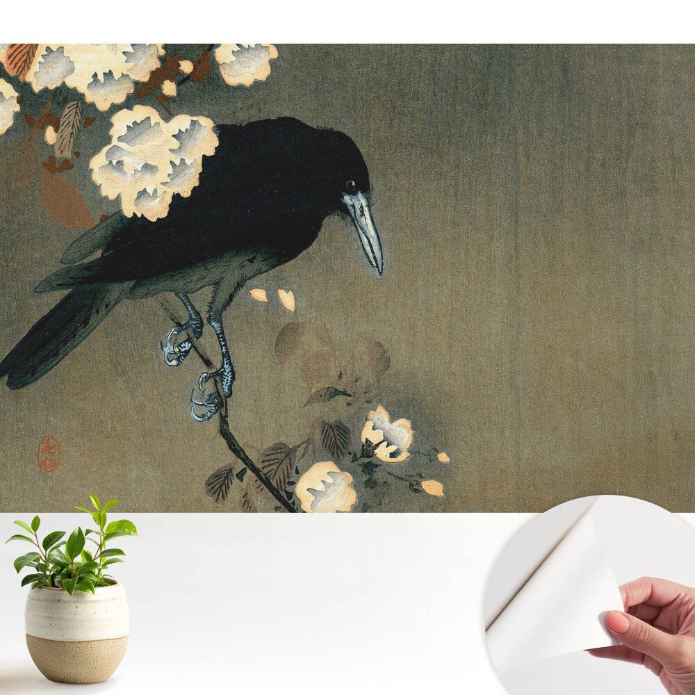 Öntapadós tapéta falra Japán madár virágokban