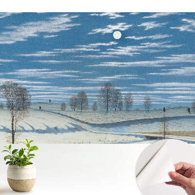 Tapéta: hangulatos téli tájkép a hold alatt