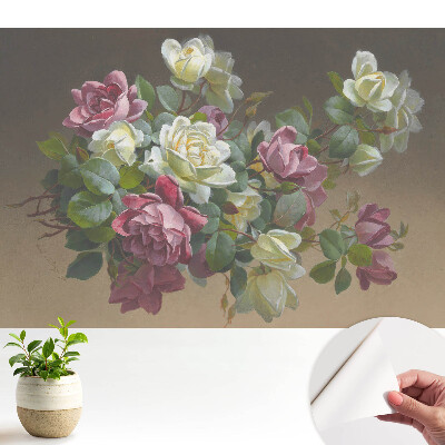 Dekor tapéta romantikus virág- és levélkompozícióval