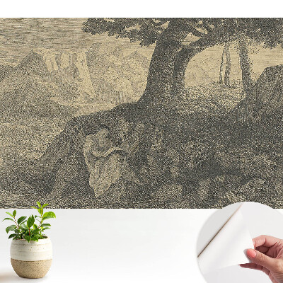 Öntapadós tapéta, hangulatos tájkép olvasással egy fa alatt