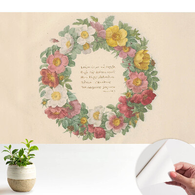 Öntapadós tapéta klasszikus virágkoszorú mintával