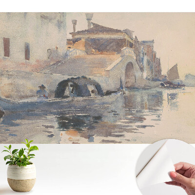 Tapéta akvarell tájjal Velencében — a víz harmóniája