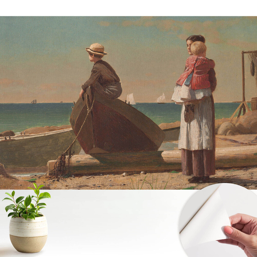 Öntapadós tapéta Alakok a tengerparton, kilátással a tengerre