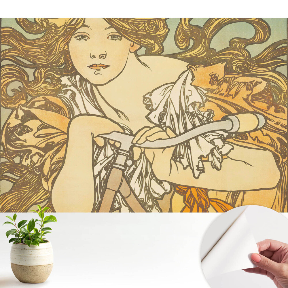 Modern tapéta Nő biciklin szecessziós stílusban