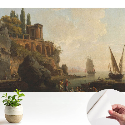 Dekor tapéta klasszikus tájképekkel, vitorlásokkal a part mentén