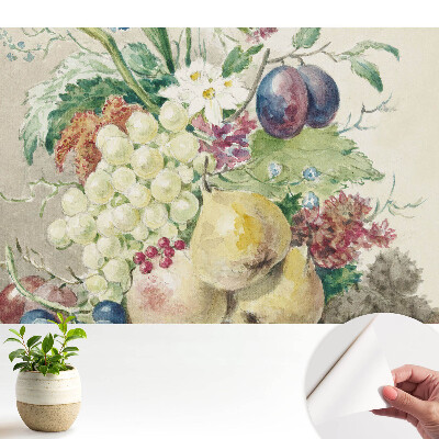 Modern tapéta Csendélet gyümölcsökből és virágokból