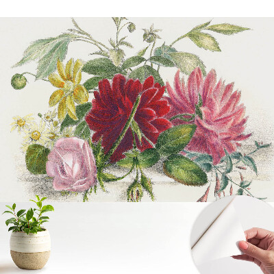 Öntapadó tapéta klasszikus virágmintával