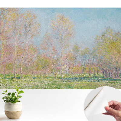 Öntapadós tapéta ábrázolásában egy tavaszi park impresszionista tájképe