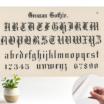 Öntapadó tapéta gótikus ábécé mintával, elegáns dekorációs megoldás