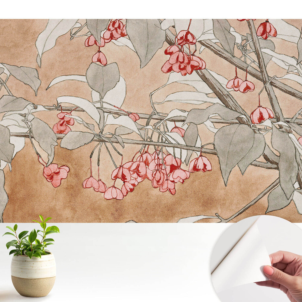 Tapéta Finom virágok és levelek finom színekben