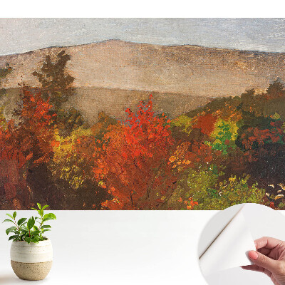 Öntapadós tapéta őszi árnyalatokkal és festői hegyek mintával