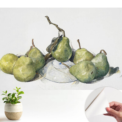 Öntapadó tapéta akvarell körte mintával egy tányéron