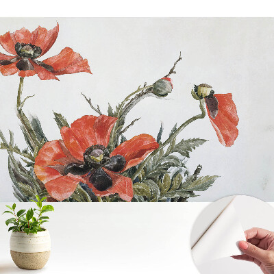 Öntapadós tapéta finom pipacsokkal világos háttéren