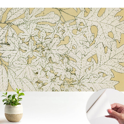 Botanikai rajzokkal díszített tapéta falevelekkel