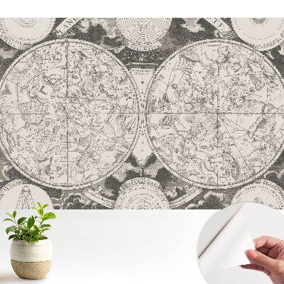 Öntapadós tapéta történelmi csillagképekkel retro térképészeti stílusban