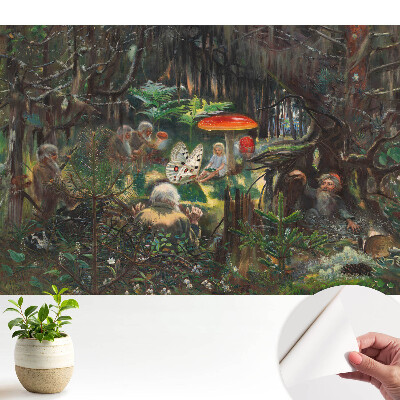 Öntapadó tapéta Erdei táj varázslatos stílusban