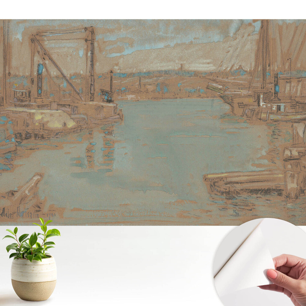 Tapéta Klasszikus kikötői táj kék árnyalatokban