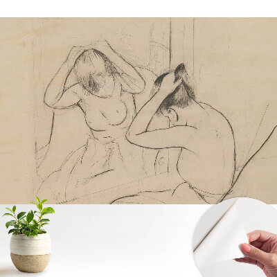 Öntapadós tapéta falra Nő a tükörnél