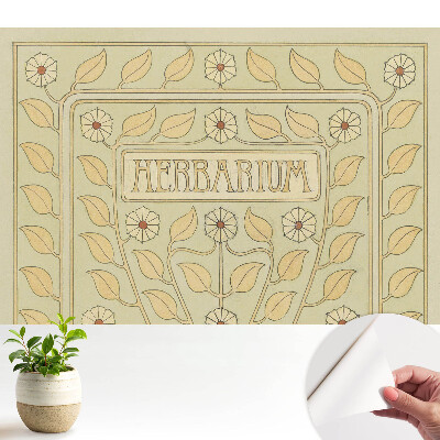 Öntapadós tapéta szecessziós növényi motívumokkal, „Herbarium” felirattal