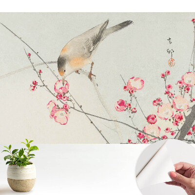Öntapadós tapéta japán stílusú madár- és virágmotívummal