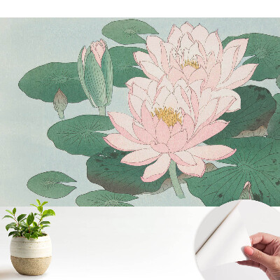 Modern tapéta Lótuszvirág zöld leveleken