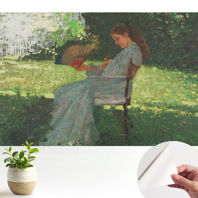 Modern tapéta Egy kerti ventilátoros nő harmóniát érez