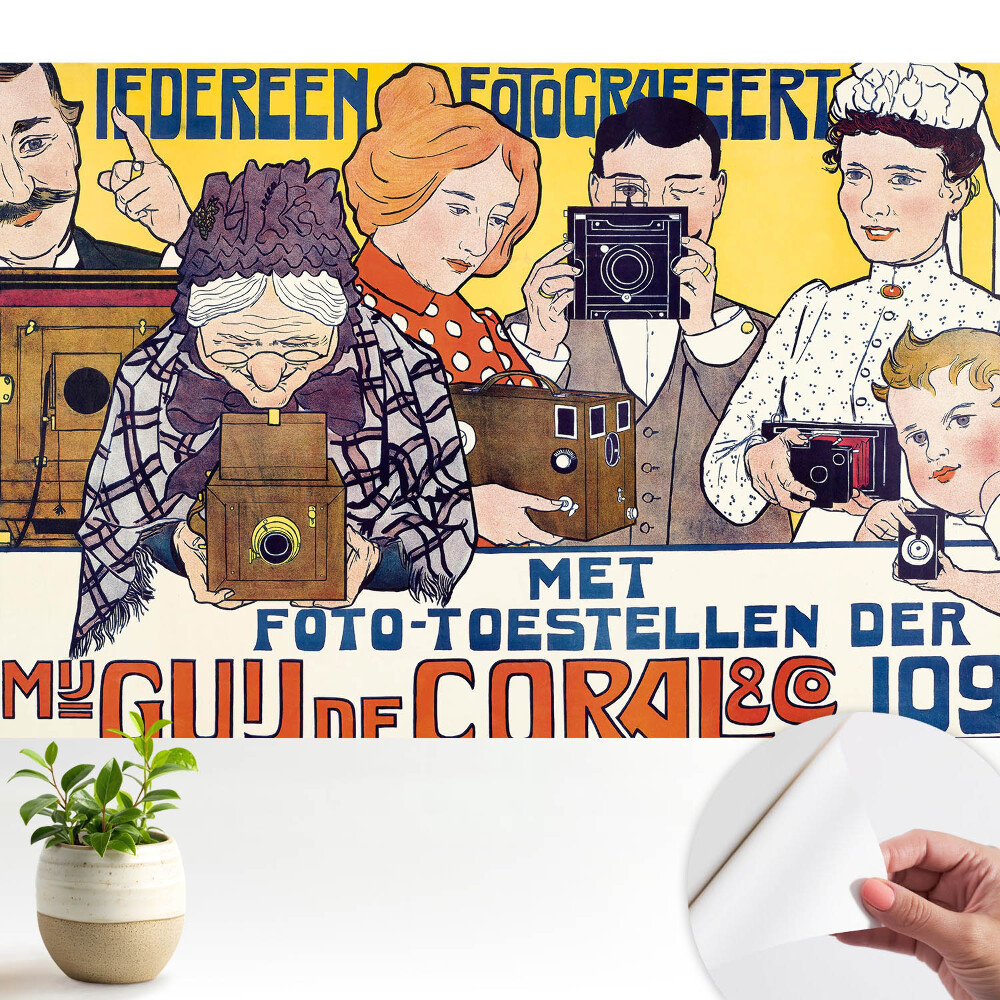 Öntapadós tapéta retro kamerás reklámmintával