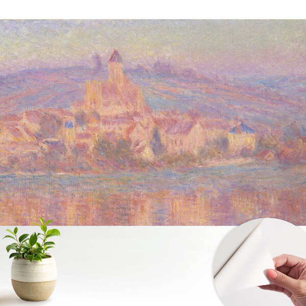 Öntapadós tapéta falra Egy pasztellszínű város a hegyekben