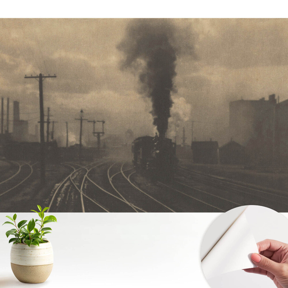 Öntapadós tapéta Ipari kompozíció vonattal és gyárakkal