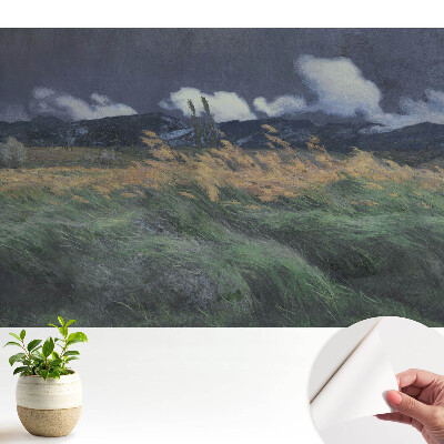Dekor tapéta tájképpel, felhőkkel és szélmotívummal