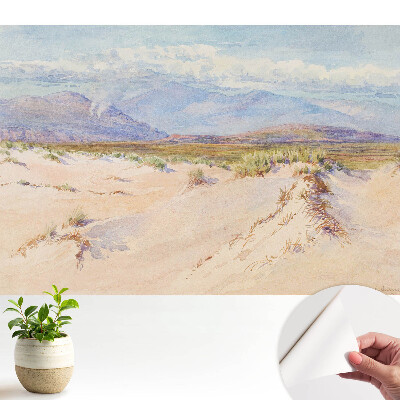 Öntapadós tapéta sivatagi tájjal és távoli hegyekkel