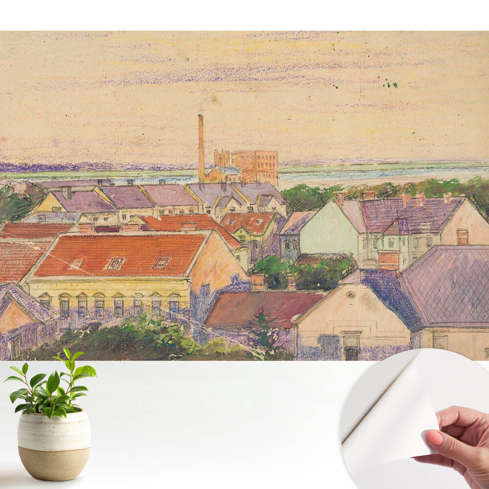 Dekor tapéta pasztell hangulatú városképpel